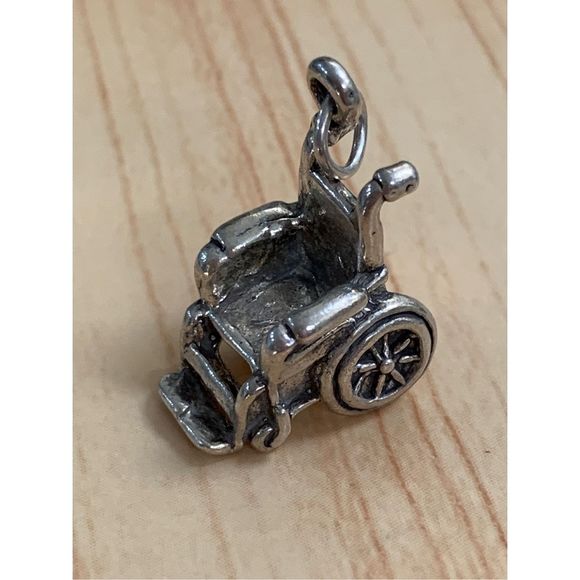 Wheelchair Sterling Silver Jewelry Charm - Picture 2 of 8